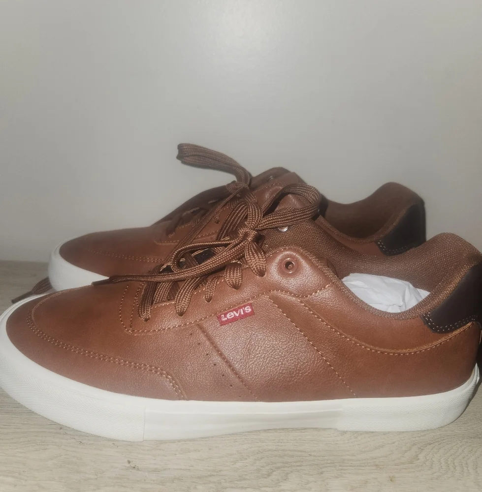 Levis Mens Tan Brown Faux Leather Low Top Sneakers LV705418 Size 10M